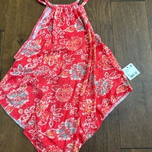 We The Free Red and Pink high neck tank top